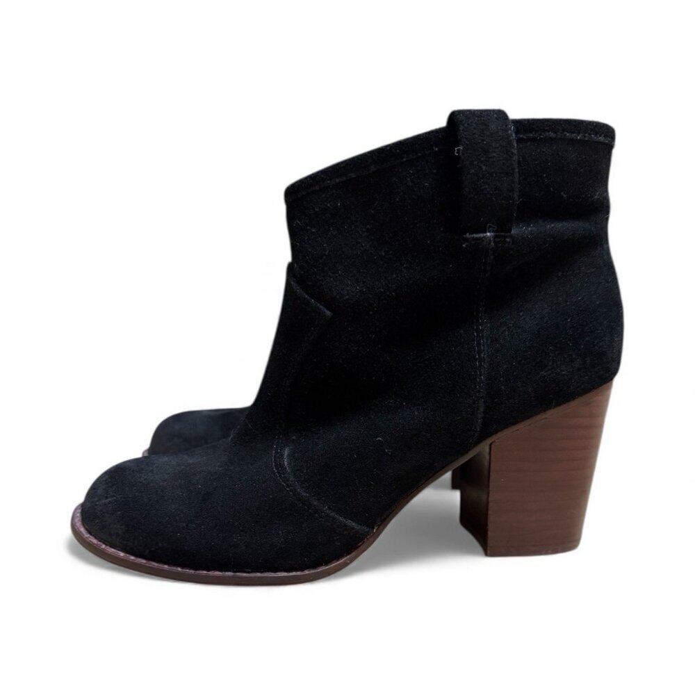 Splendid Black Suede Leather Ankle Boots Block Heel Size 8 – 3” Heel